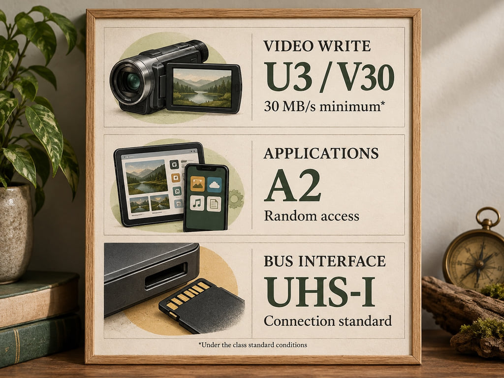 A comparison board separates video writing, A2 application access, and the UHS-I bus interface.