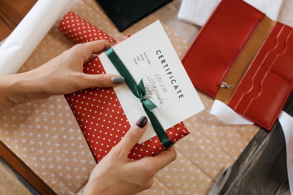 Close-Up Shot of a Person Holding a Present